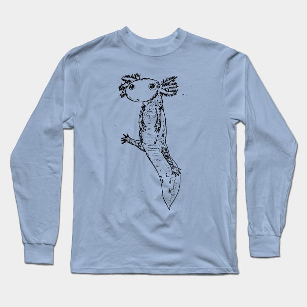 Axolotl - Black Long Sleeve T-Shirt by TheOtherWillBailey